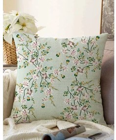 Față de pernă din amestec de bumbac Minimalist Cushion Covers Bloom, 55 x 55 cm, verde