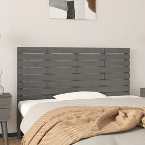 824740 vidaXL Tăblie de pat pentru perete, gri, 156x3x63 cm, lemn masiv pin