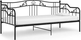 vidaXL Cadru de pat canapea, negru, 90x200 cm, metal