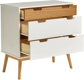 Comodă din lemn masiv de pin Marckeric Baku, înălțime 82 cm, maro - alb