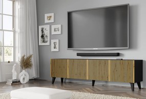 Masă TV F 4D 200 Rowanna (Stejar artisan + Negru). 1125082