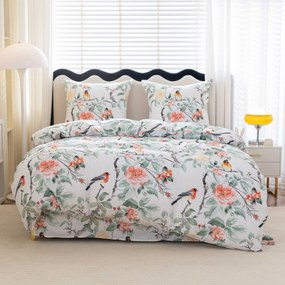 Lenjerie de pat din microfibra ORANGE FLOWERS alba Dimensiune lenjerie de pat: 2 buc 70 x 80 cm | 160 x 200 cm