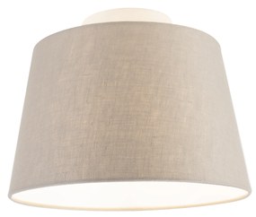 Plafoniera cu abajur din in taupe 25 cm - Combi alb