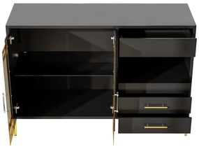 Bufet modern cu ușă din sticlă în nuanță turcoaz, Negru | Aosom Romania