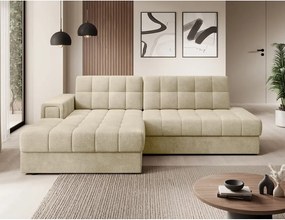 Colțar maro deschis extensibil cu tapițerie din catifea (cu colț pe partea stângă/cu șezlong) Blezalt – ELTAP