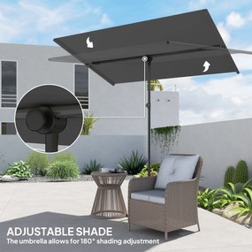 Outsunny Umbrelă de Soare cu Protecție UPF 50+, Înclinare la 180° și Înălțime Reglabilă, 150x205x120-215 cm, Gri Închis | Aosom Romania
