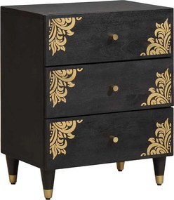 vidaXL Dulap de noapte Negru 50 x 33 x 62 cm Lemn de mango solid