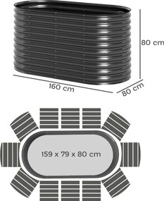 Outsunny Recipient pentru plante, ghiveci metalic cu margine de siguranță și mănuși, podea deschisă, 160B x 80T x 80H cm, Gri închis | Aosom Romania
