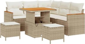 vidaXL Set de canapele pentru grădină cu pernă 8 pcs Bej Rattan poli