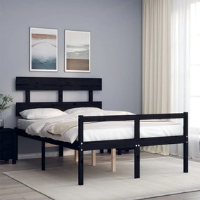 3195350 vidaXL Cadru de pat senior cu tăblie, 120x200 cm, negru, lemn masiv