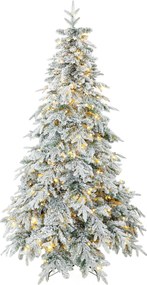 HOMCOM Brad de Crăciun Înzăpezit 210 cm cu 450 de Lumini LED Alb Cald, Timer, Telecomandă, 8 Modalități, 1080 de Ramuri Ignifuge | Aosom Romania