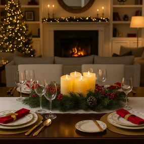 Lumanare tip stalp LED RUHHY 12,5 cm bej, set de 4 bucati