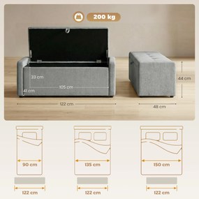 HOMCOM pouf interior taburet bancă suport capăt pat | Aosom Romania