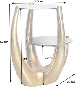 Masuta Laterala, Aluminiu, Auriu, Sticla, Negru, LEVELS 50cm