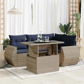 vidaXL Set canapea de grădină cu perne, 5 piese, poliratan/lemn acacia
