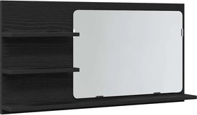 vidaXL Dulap cu oglindă pentru baie, stejar negru, 90x11x45 cm, lemn stratificat