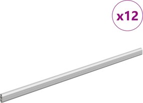 vidaXL Șină pentru dressing 12 pcs Argintiu 764 x 15 x 29 mm