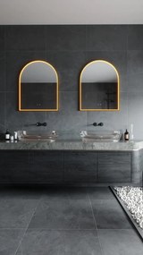 Oglinda baie cu iluminat LED MIRROR Auriu 90x70cm