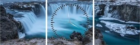 Tablou - Priveliște la cascade (cu ceas) (90x30 cm)