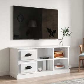 Comoda TV, alb extralucios, 102x35,5x47,5 cm, lemn prelucrat