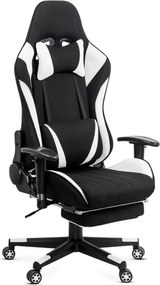Scaun gaming PHANTOM, cotiere reglabile, suport lombar, Piele ecologica, Alb