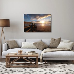 Tablou cu dig, plajă și mare (90x60 cm)