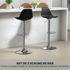 Homcom Set 2 Scaune Bar – Reglabile, Cu Spatar si Pivotante | Aosom Romania