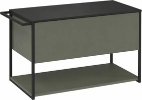 Set dulap baza suspendat Krofam Lov verde-negru 80 cm blat negru finisaj piatra