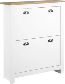 HOMCOM Dulap pentru Pantofi cu 2 Sertare pentru 12 Perechi de Încălțăminte, Dulap de Depozitare, 79x23x90,5 cm, Alb | Aosom Romania