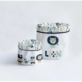 Set 2 coșuri textile pentru depozitare Madre Selva Lion