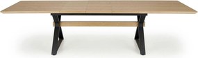 Masa extensibila HENRY, stejar/negru, furnir/metal, 180/300x100x75 cm