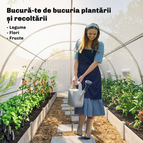 Outsunny Seră de Grădină Tip Tunel 4x3x2 m cu 2 Bare Detașabile, Uși Rulabile și Ferestre cu Plasă, Seră pentru Grădină de Legume și Flori, Structură din Oțel Zincat și Acoperire PE, Alb | Aosom Romania