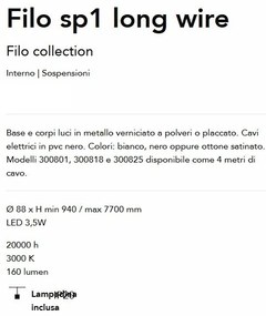 Pendul LED stil minimalist Filo sp1 long wire alama