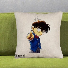 Perna Personalizata Detective Conan Conan Arata, 40x40 cm, Bej Canapea, Husa Detasabila, Perna Inclusa, BEKZ®
