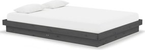 vidaXL Cadru de pat dublu, gri, 135x190 cm, lemn masiv