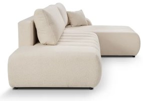 Canapea colțar extensibilă cu spațiu depozitare, model DESIO stânga, bej