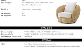 Fotoliu din ratan design LUX clasic Rafael