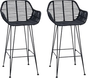 vidaXL Scaun Bar 2 pcs Negru 55 x 52 x 92 cm Ratan și Fier