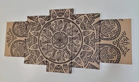 Tablou 5-piese Mandala cu model natural abstract