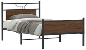 vidaXL Cadru de pat fără saltea Stejar maro 107x203 cm Lemn prelucrat