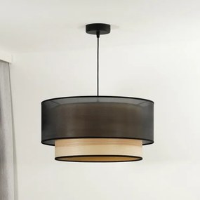 Lustră pe cablu WOOD Duolla BOHO 1xE27/15W/230V d. 45 cm negru/bej