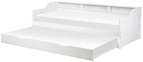 Pat de o persoană 200 x 90 cm Elinor (alb) (cu somieră). 1078681