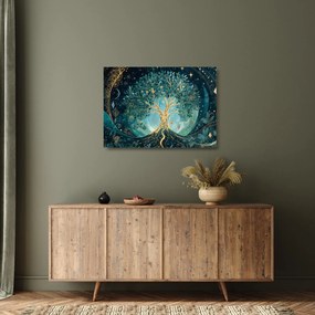 Tablou pe sticlă – Arborele vieții în univers (70x50 cm)