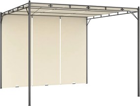 vidaXL Pavilion de grădină cu perdea laterală, crem, 3x3x2,25 m