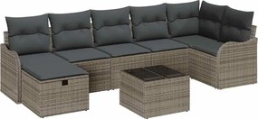 vidaXL Set de canapele pentru grădină cu pernă 8 pcs Gri Rattan poli