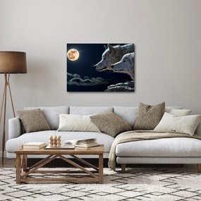 Tablou cu lupi în lună (70x50 cm)