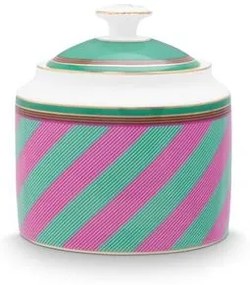 Zaharniță porțelan, Pip Studio, Stripes Pink-Green, 550ml, colecția Pip Chique