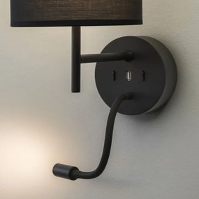 Lampă LED de perete cu montură Ideal Lux SET UP 1xE27/42W+LED/3W/230V USB negru