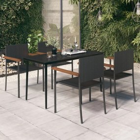 Set mobilier pentru gradina, 5 piese, negru Lungime masa 140 cm, 5