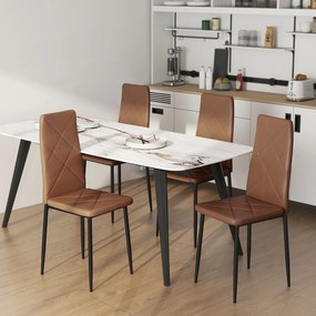 HOMCOM Set de 4 scaune de sufragerie cu spatar inalt, 41x50x97cm, maro | Aosom Romania
